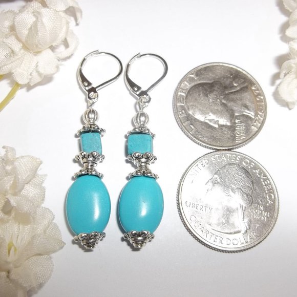 Cute Turquoise Blue Earrings Set Southwestern 6197 - Picture 2 of 6